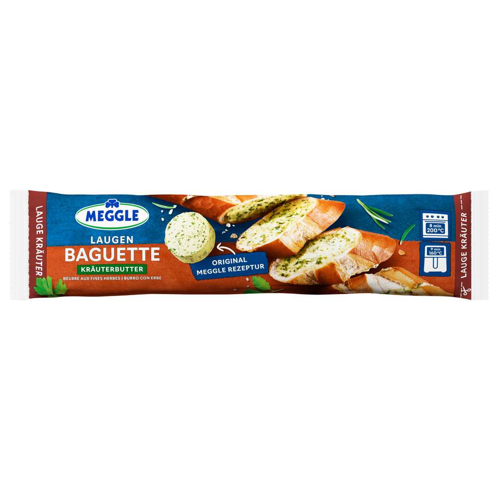 Produktabbildung Meggle Laugenbaguette, Kräuterbutter