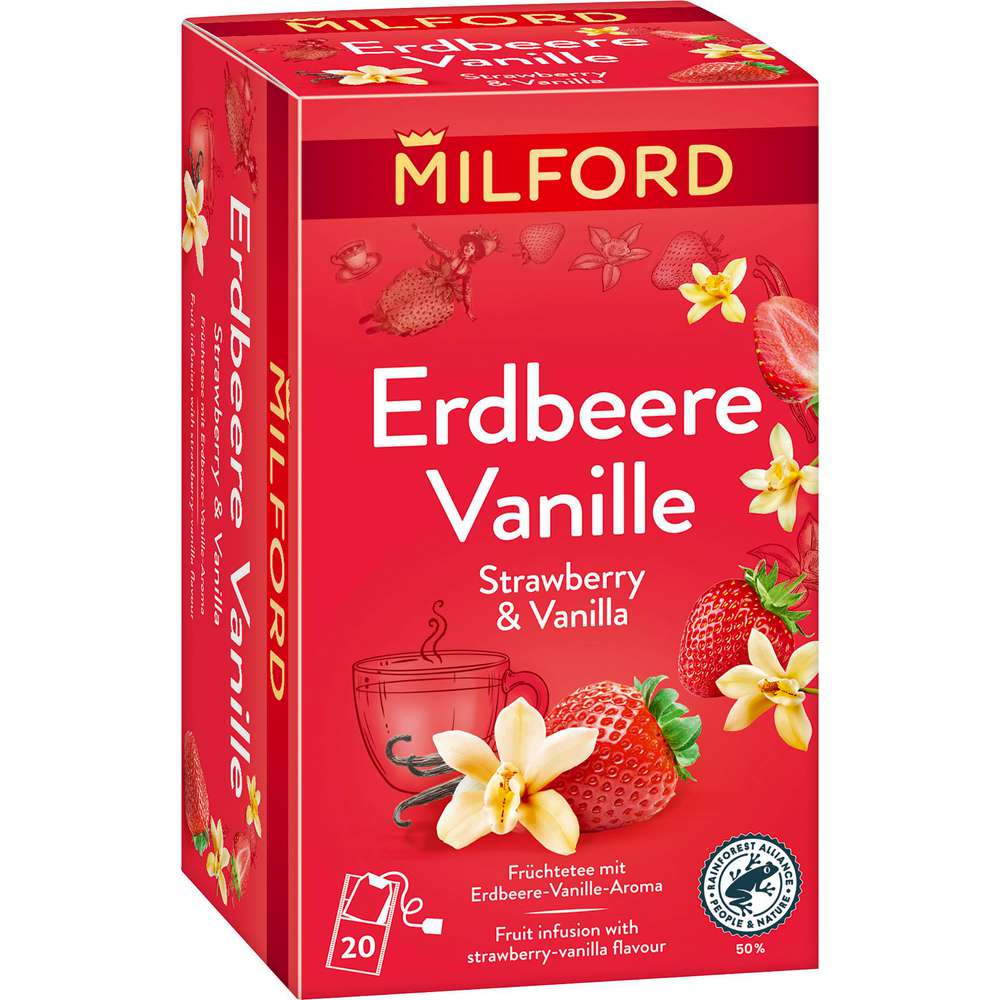 Produktabbildung Milford Früchtetee, Erdbeere-Vanille