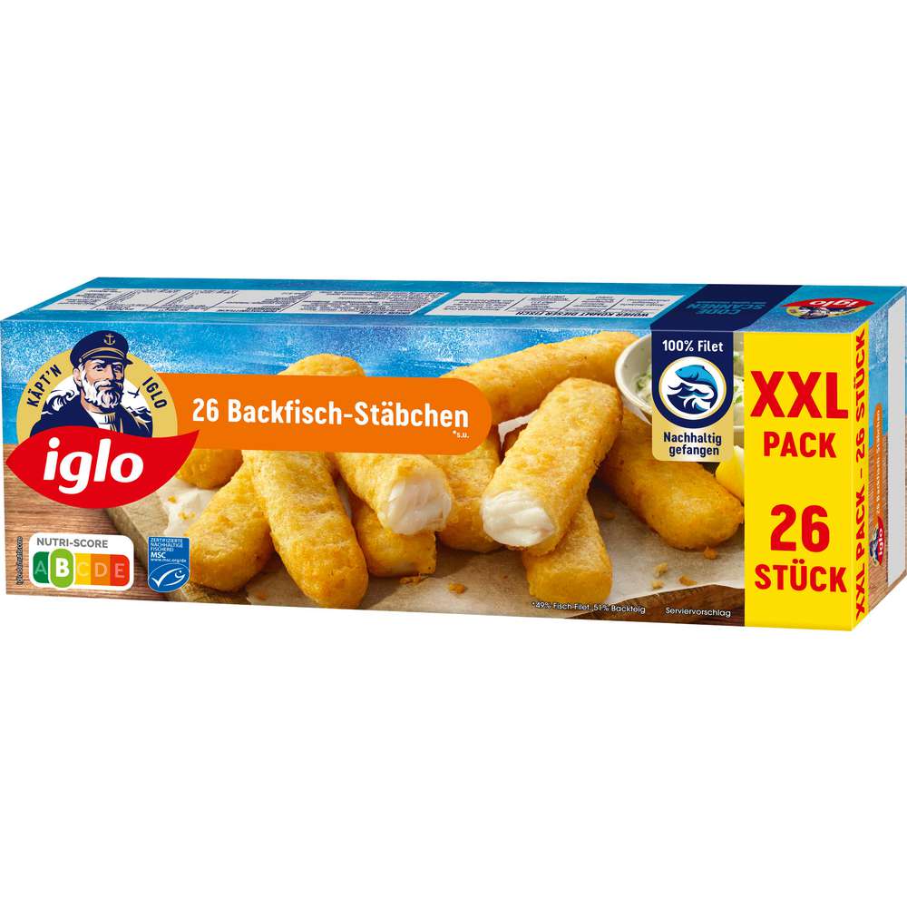 Produktabbildung Iglo MSC Backfischstäbchen XXL, tiefgekühlt