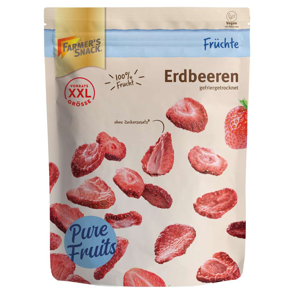 Produktabbildung Farmer's Snack Erdbeeren gefriergetrocknet, ohne Zuckerzusatz