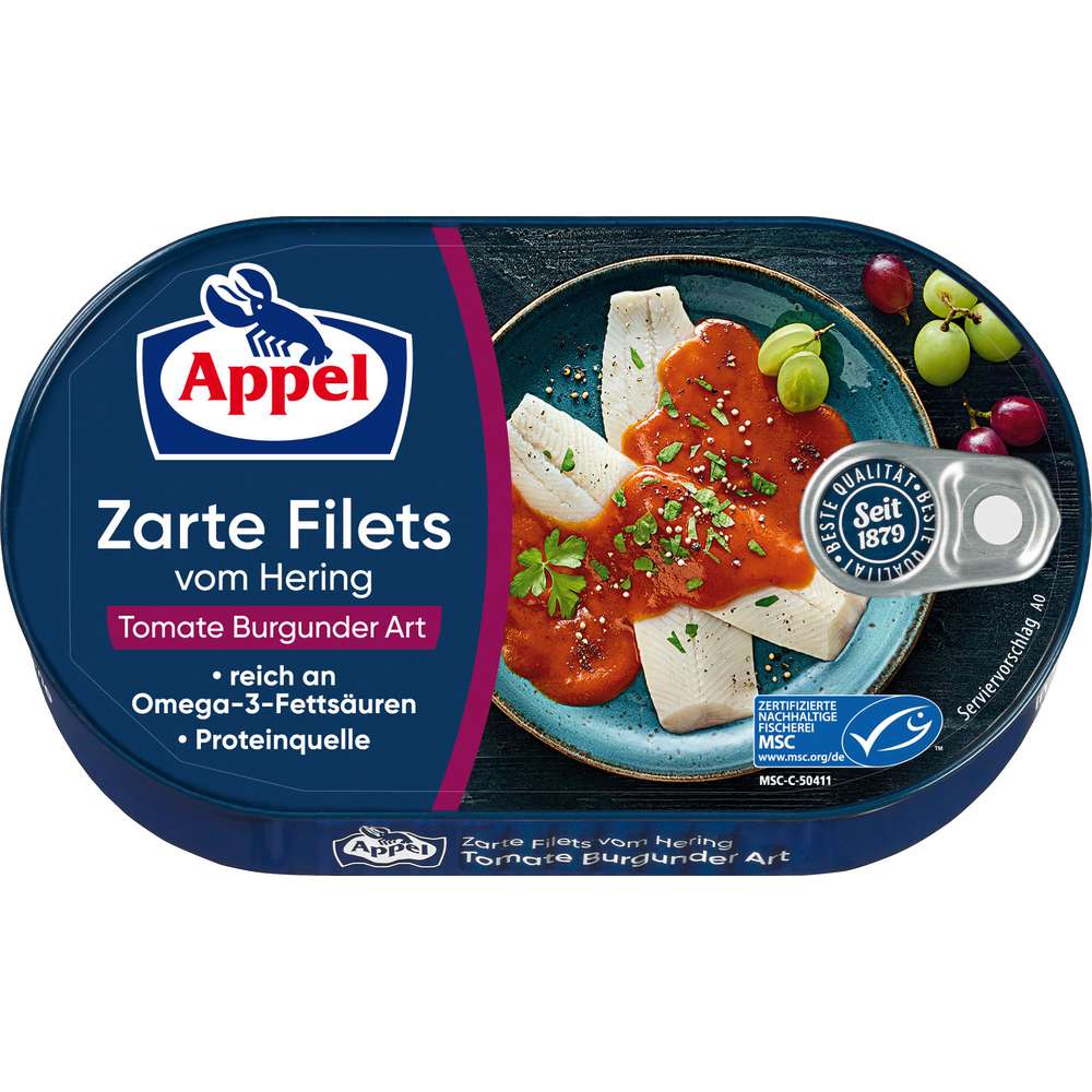 Produktabbildung Appel Hering Zarte Filets, Tomate Burgunder Art