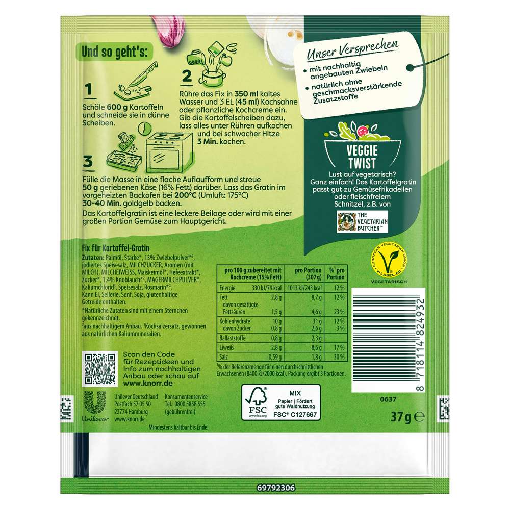 Produktabbildung Knorr Fix Würzmischung Kartoffel Gratin