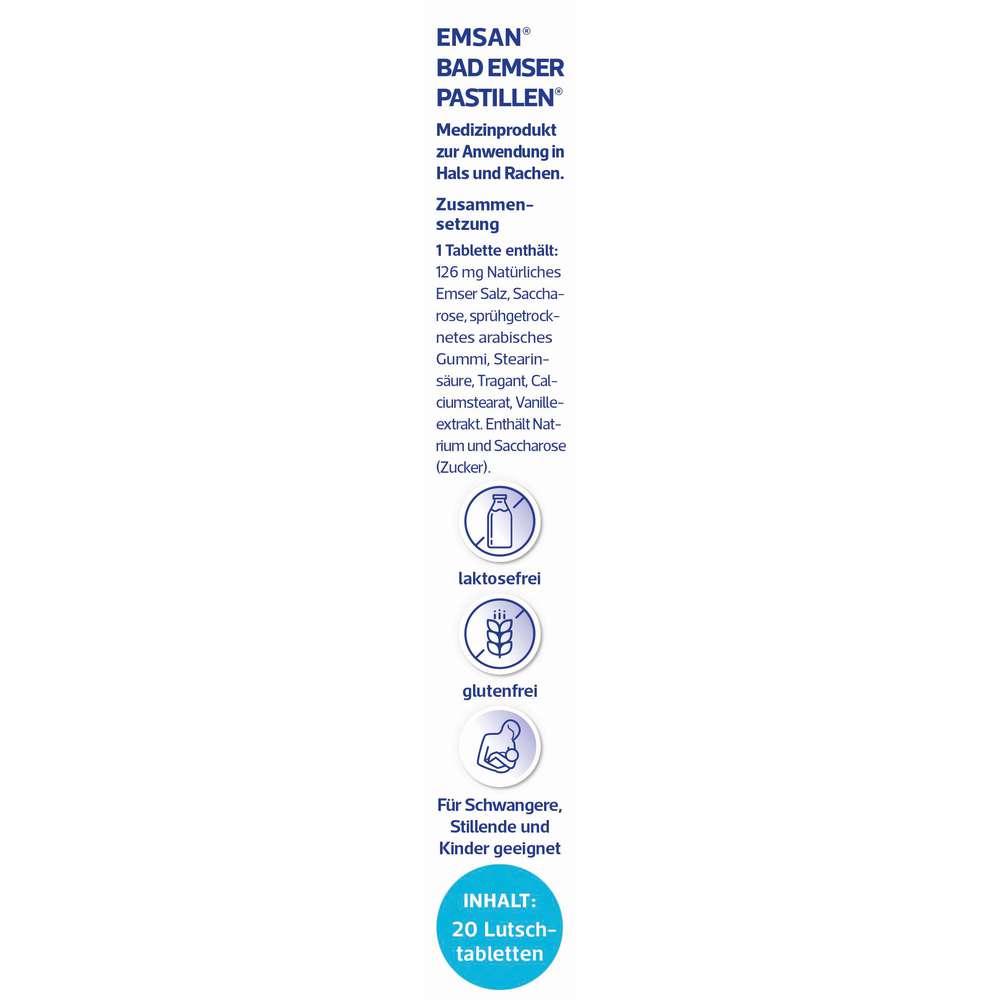 Produktabbildung Emsan Pastillen mit Mineralsalz, ohne Menthol Klassik