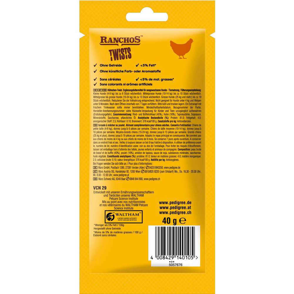 Produktabbildung Pedigree Hunde-Snack Ranchos, Twists Huhn