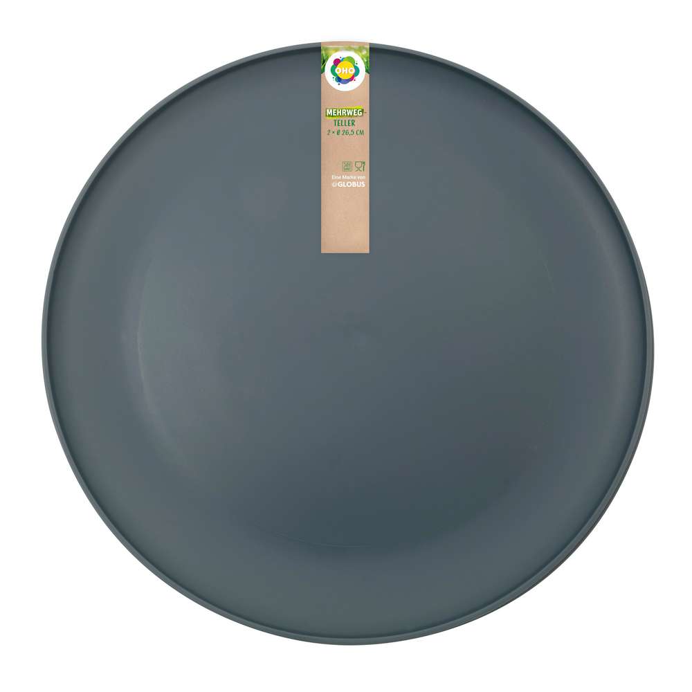 Produktabbildung OHO Mehrweg Teller grau, 2er Set 