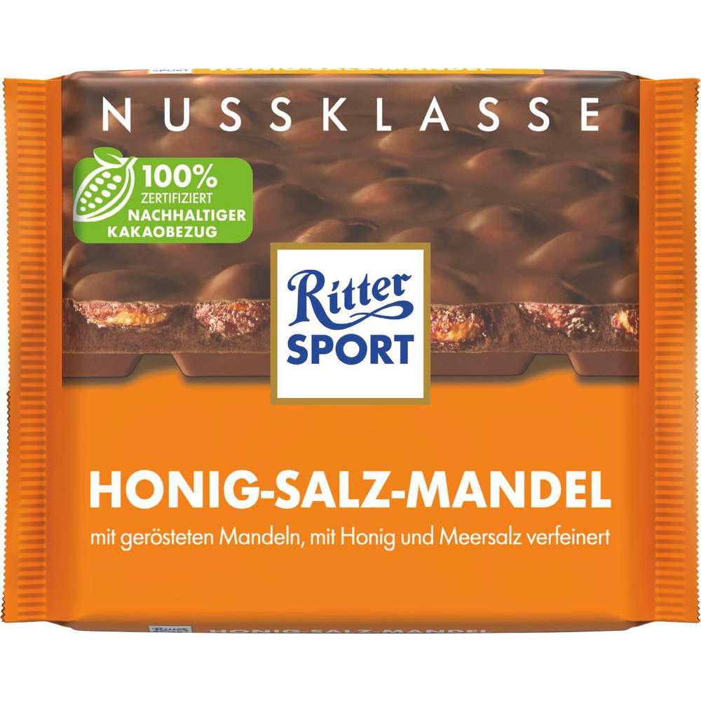 Produktabbildung Ritter Sport Tafelschokolade Nussklasse, Honig-Salz-Mandel