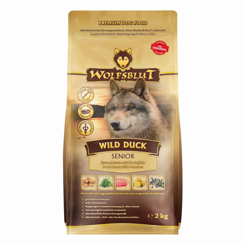 Produktabbildung Wolfsblut Hunde-Trockenfutter Wild Duck, Senior, Entenfleisch/Kartoffel