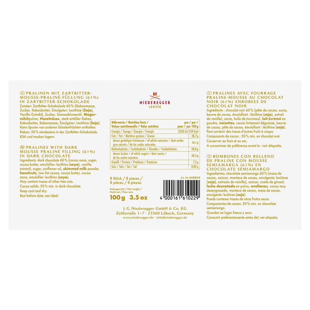Produktabbildung Niederegger Pralinen Eier Mousse au Chocolat