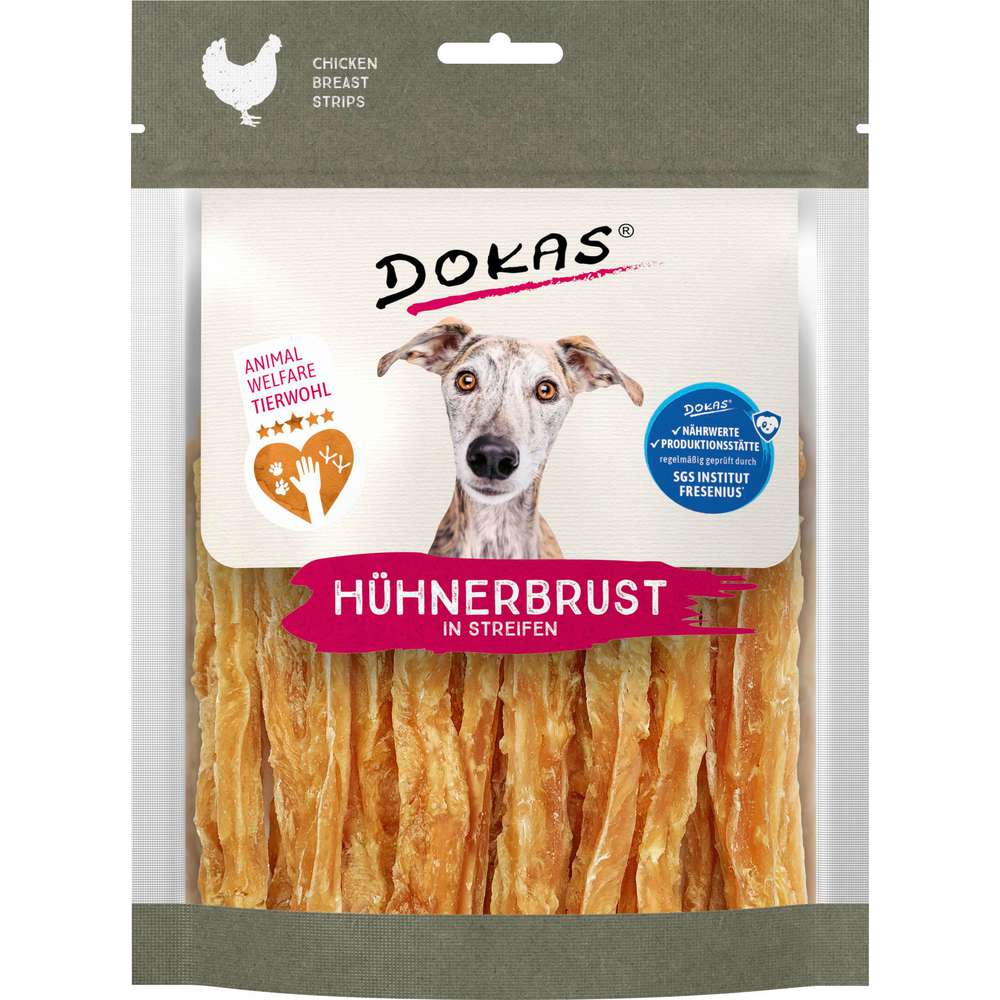 Produktabbildung Dokas Hunde-Snack, Hühnerbruststreifen