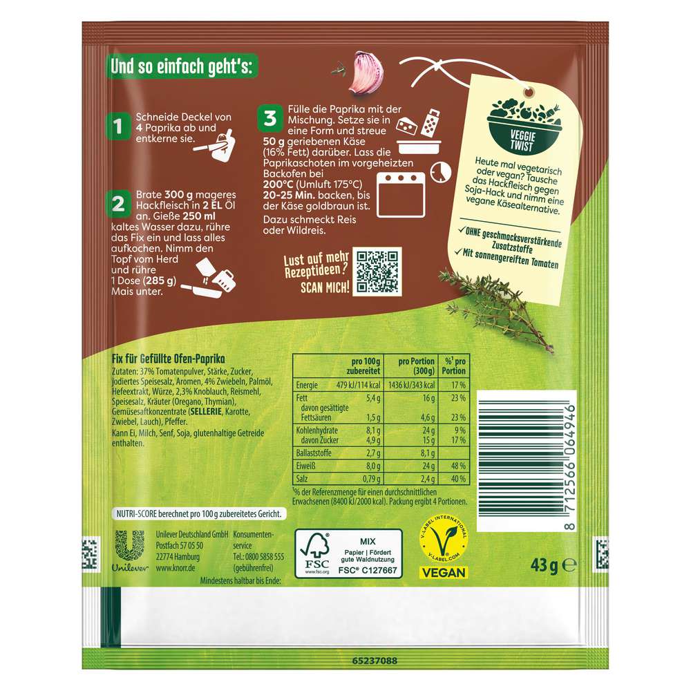 Produktabbildung Knorr Fix Würzmischung Gefüllte Ofen-Paprika