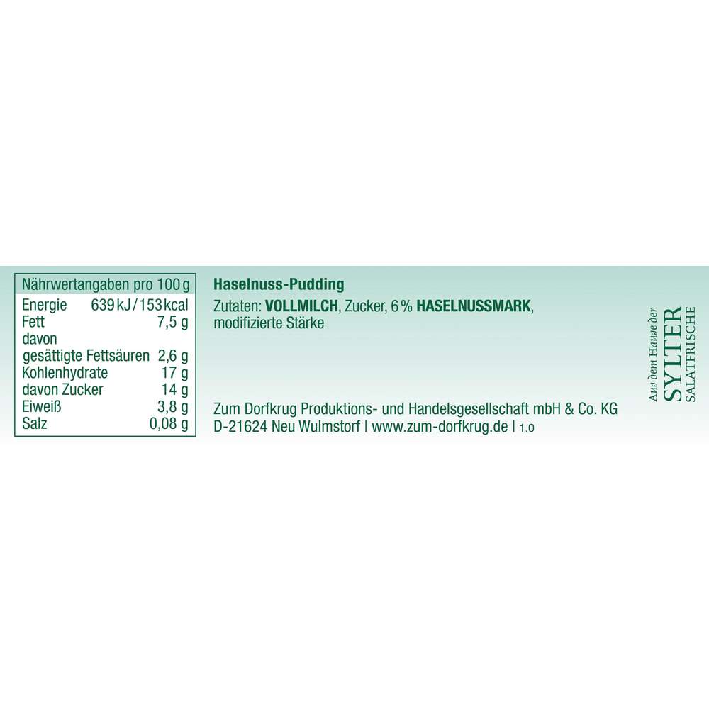 Produktabbildung Zum Dorfkrug Haselnuss-Pudding