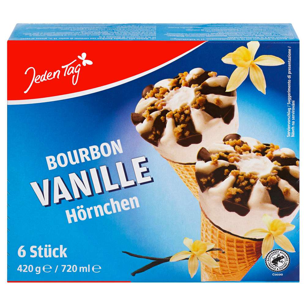 Produktabbildung Jeden Tag Waffeleis Hörnchen, Vanille mit Haselnusskrokant