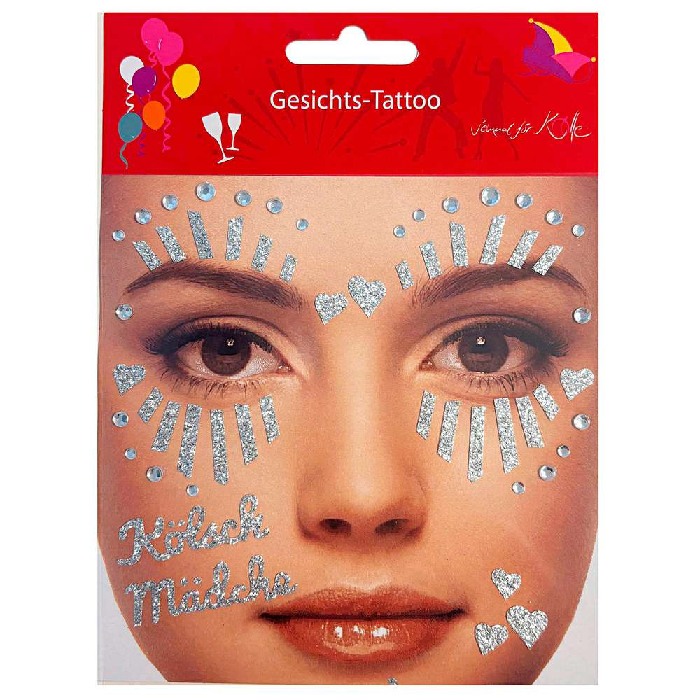 Produktabbildung Ews Textilvertrieb Gesichtstattoo Kölsche Mädchen, Silber