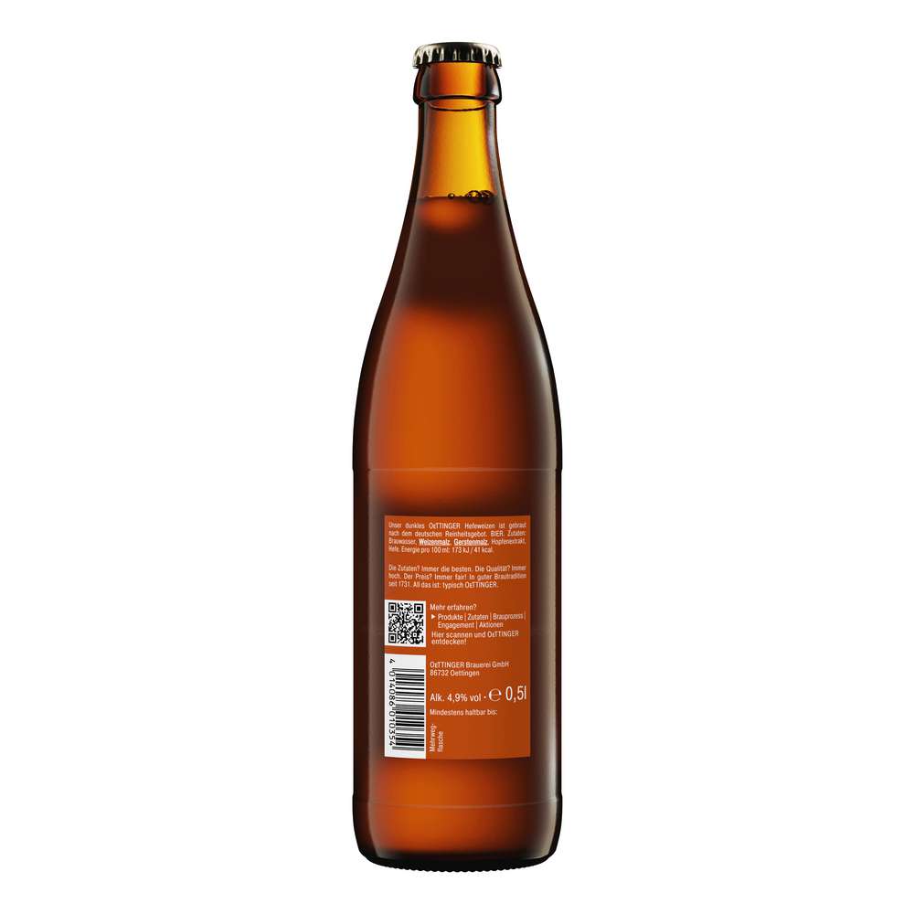 Produktabbildung Oettinger Hefe-Weizenbier, dunkel 4,9%