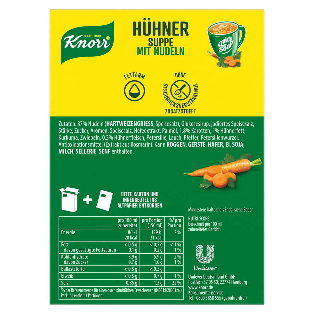 Produktabbildung Knorr Gewürzmischung Cup a Soup, Hühnersuppe mit Nudeln