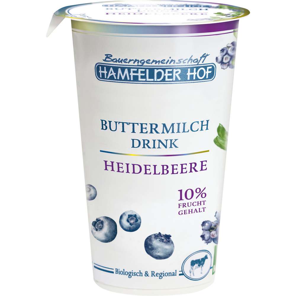 Produktabbildung Hamfelder Hof Bio Buttermilch Drink Heidelbeere