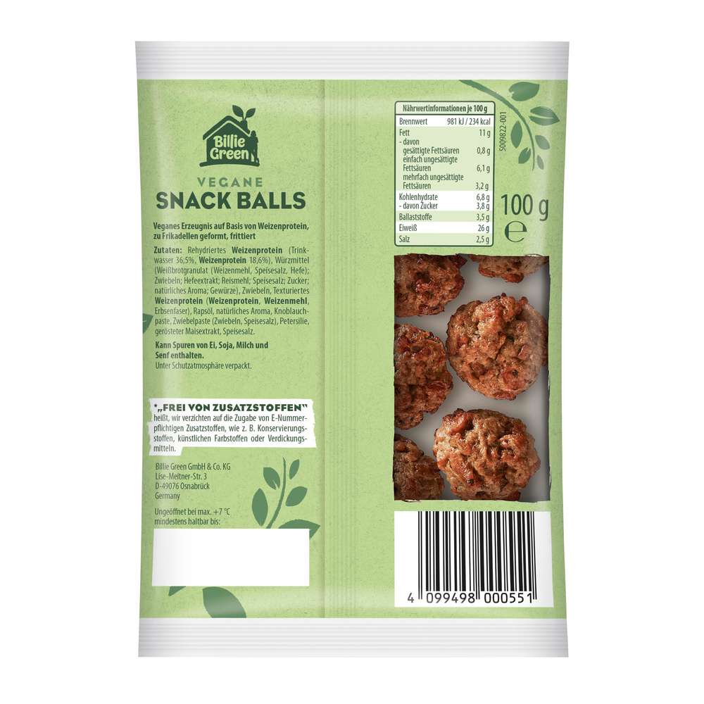 Produktabbildung Billie Green Vegane Snack Balls