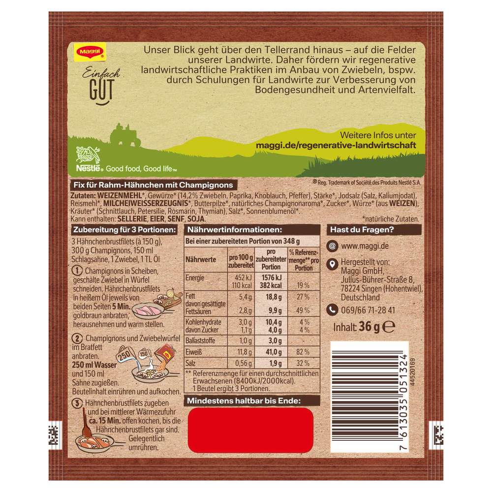 Produktabbildung Maggi Fix Champignon-Rahm Hähnchen