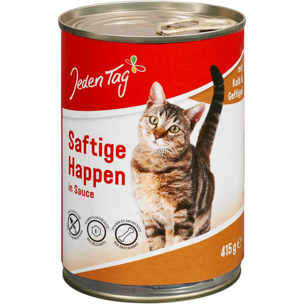 Produktabbildung Jeden Tag Katzen-Nassfutter Saftige Happen, Kalb/Geflügel