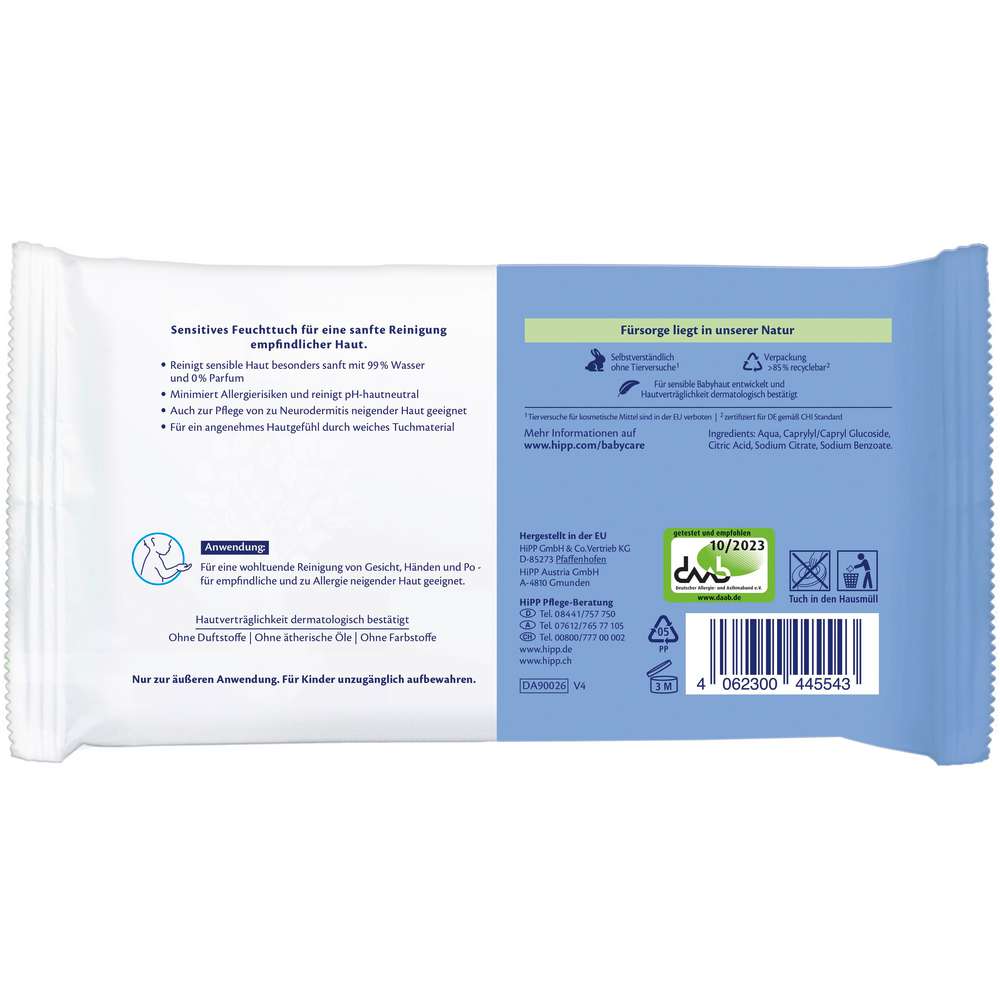 Produktabbildung Hipp Feuchttücher Babysanft, Sensitiv