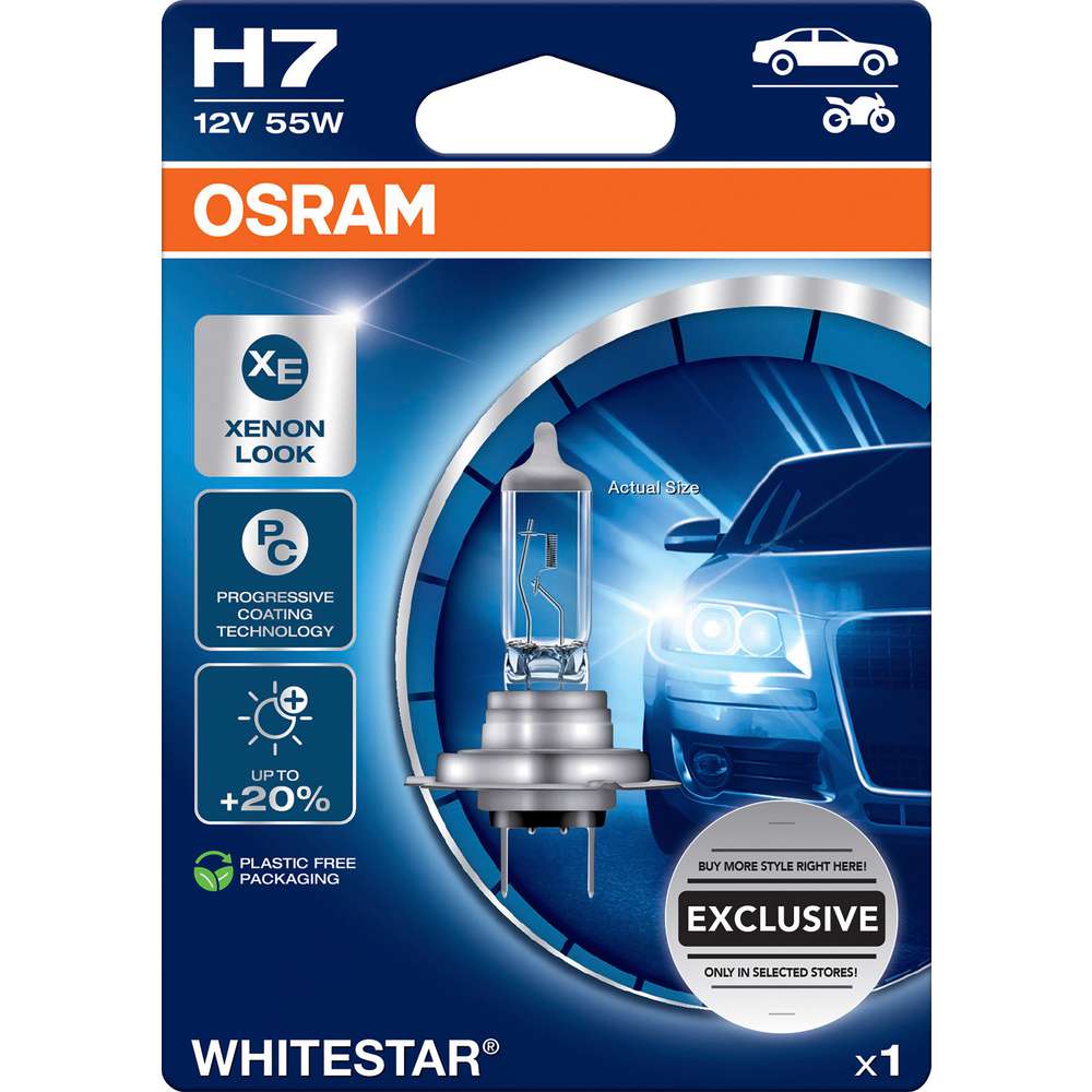 Produktabbildung Osram Scheinwerferbirne H7 Whitestar, Xenon Look
