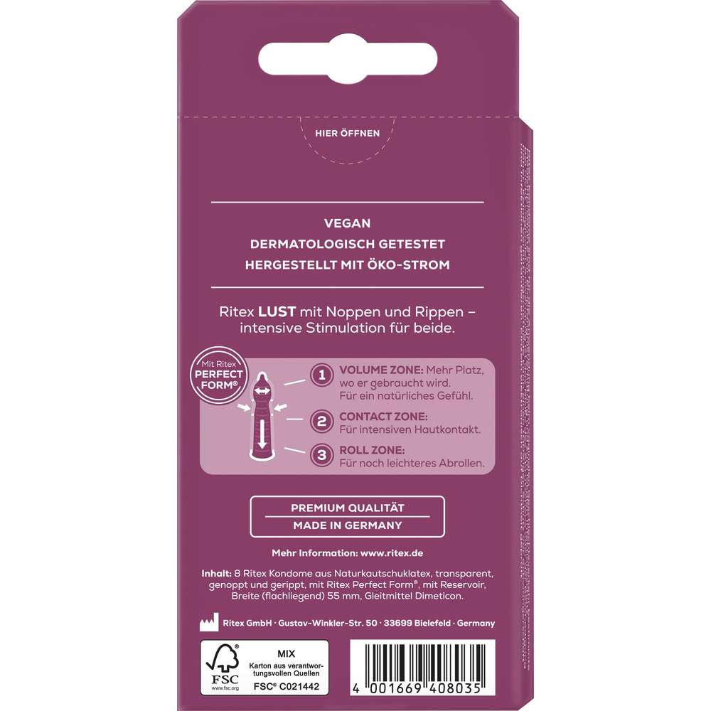 Produktabbildung Ritex Kondome Lust, Genopppt und gerippt