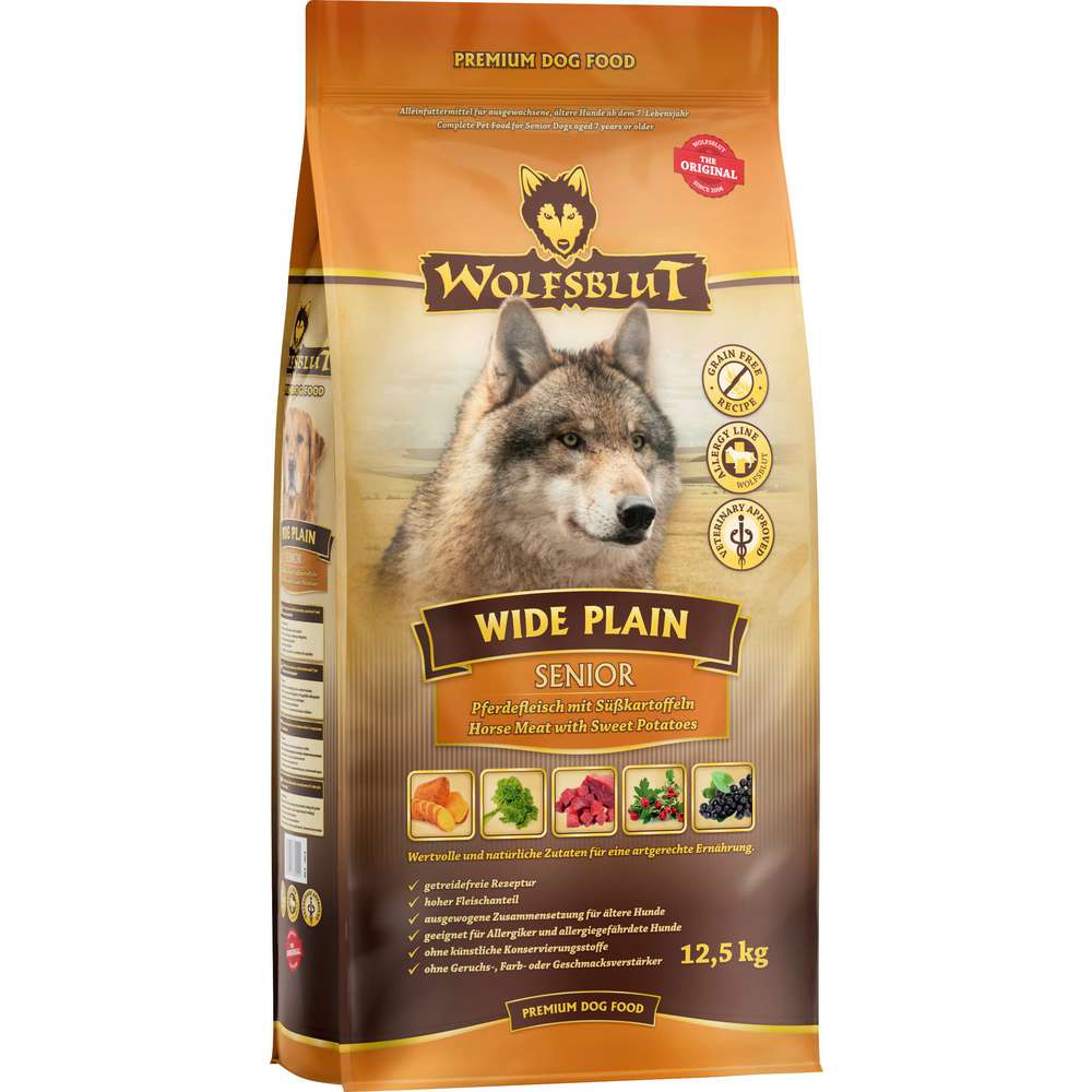 Produktabbildung Wolfsblut Hunde-Trockenfutter Wide Plain Senior, Pferdefleisch/Süßkartoffel