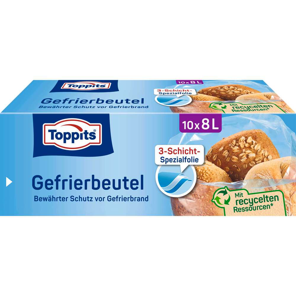 Produktabbildung Toppits Gefrierbeutel, 10 x 8l