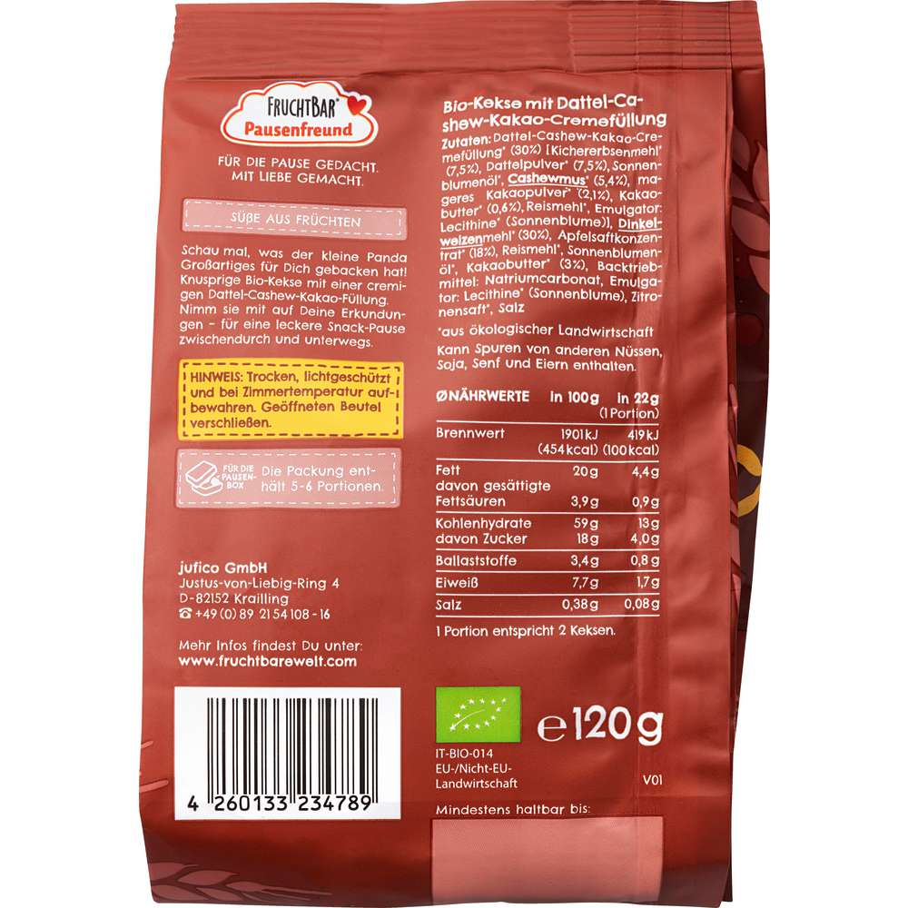 Produktabbildung Fruchtbar Kekse, Datteln/Cashew/Kakao