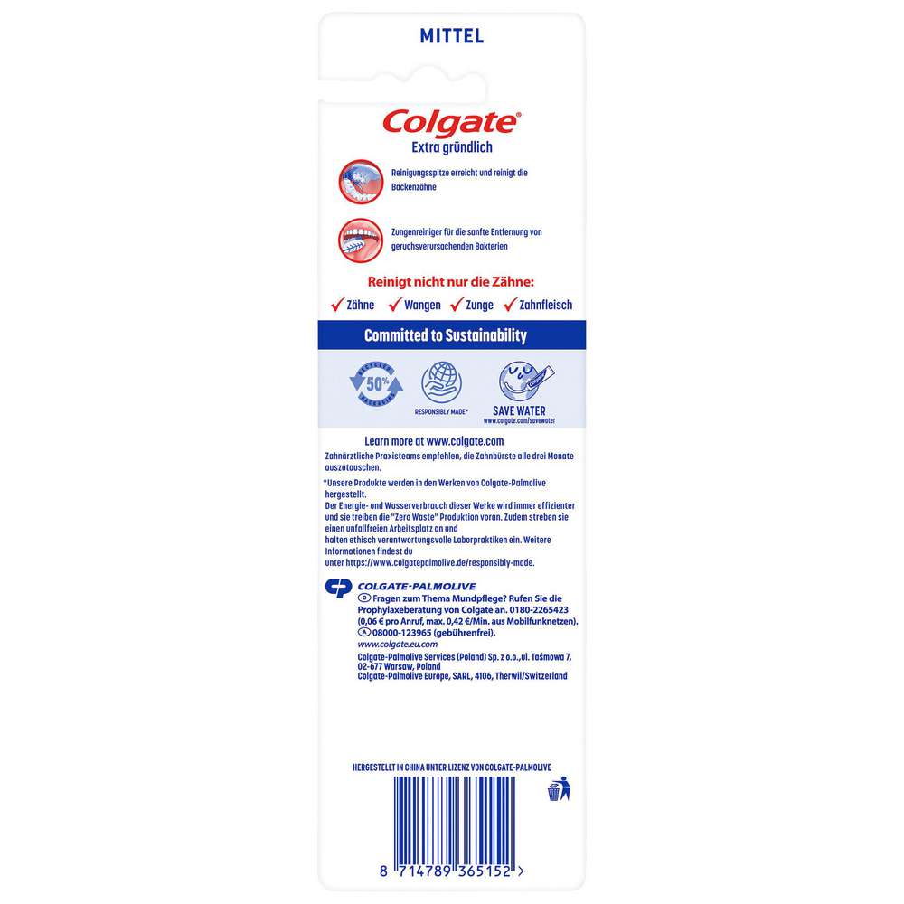 Produktabbildung Colgate Extra Clean Zahnbürste Clean, Mittel