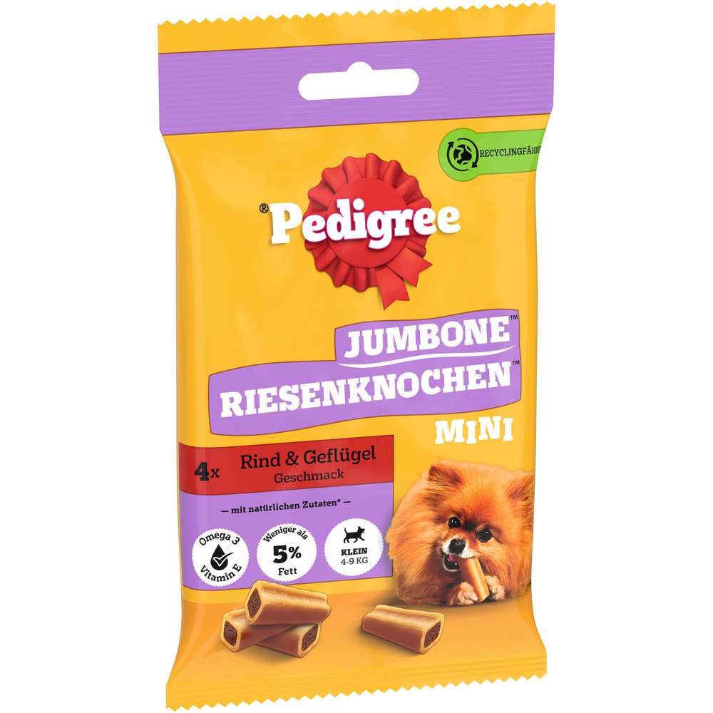 Produktabbildung Pedigree Hunde-Snack Jumbone Riesenknochen, Mini, Rind/Geflügel