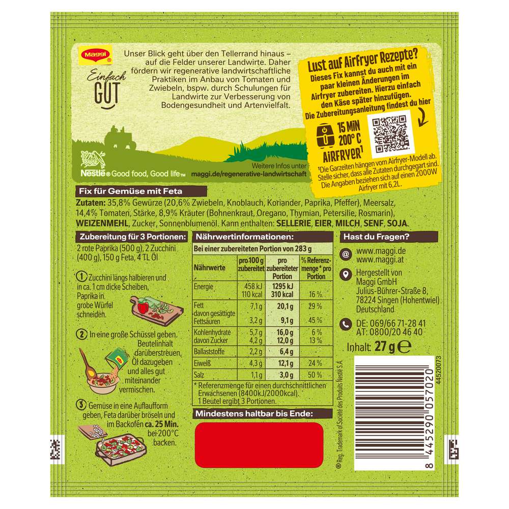 Produktabbildung Maggi Fix-Würzmischung, Ofen-Gemüse mit Feta