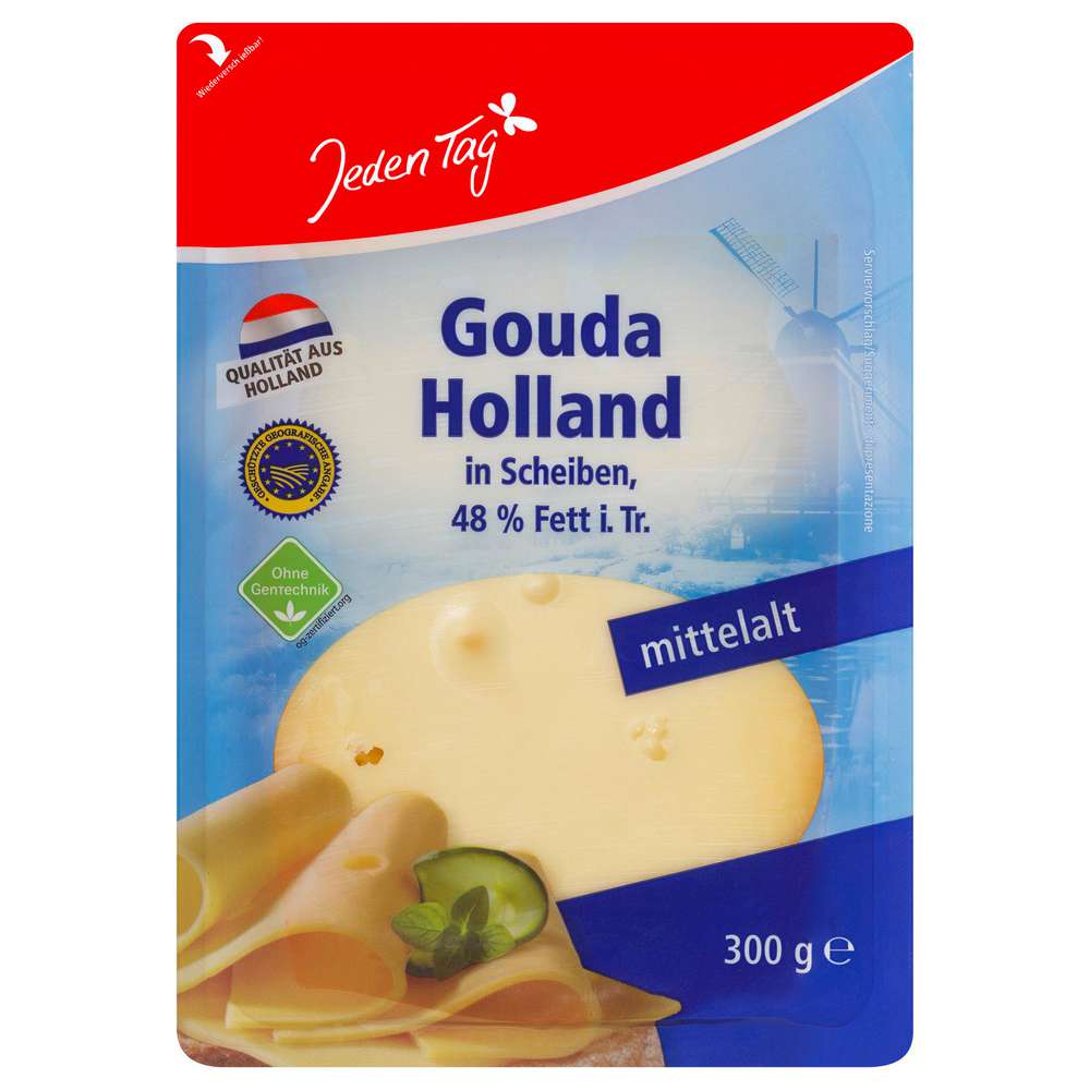 Produktabbildung Jeden Tag Käsescheiben, Holland Gouda, mittelalt