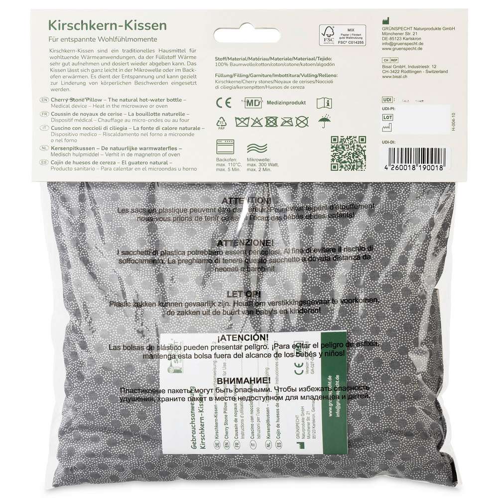 Produktabbildung Grünspecht Kirschkernkissen, grau