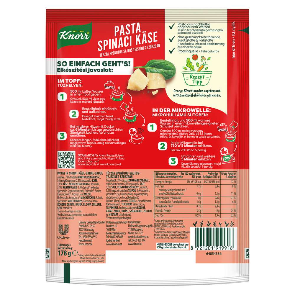 Produktabbildung Knorr Spaghetteria Pasta Spinaci