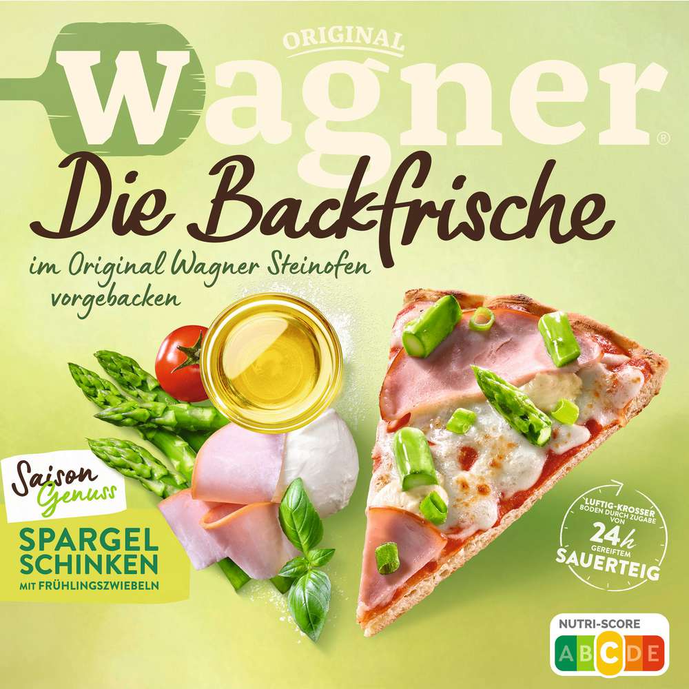 Produktabbildung Wagner Pizza Die Backfrische, Spargel-Schinken, tiefgekühlt
