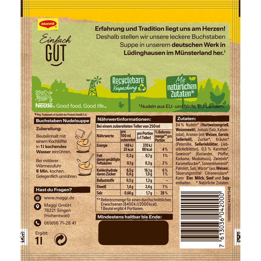 Produktabbildung Maggi Guten Appetit Suppe, Buchstaben