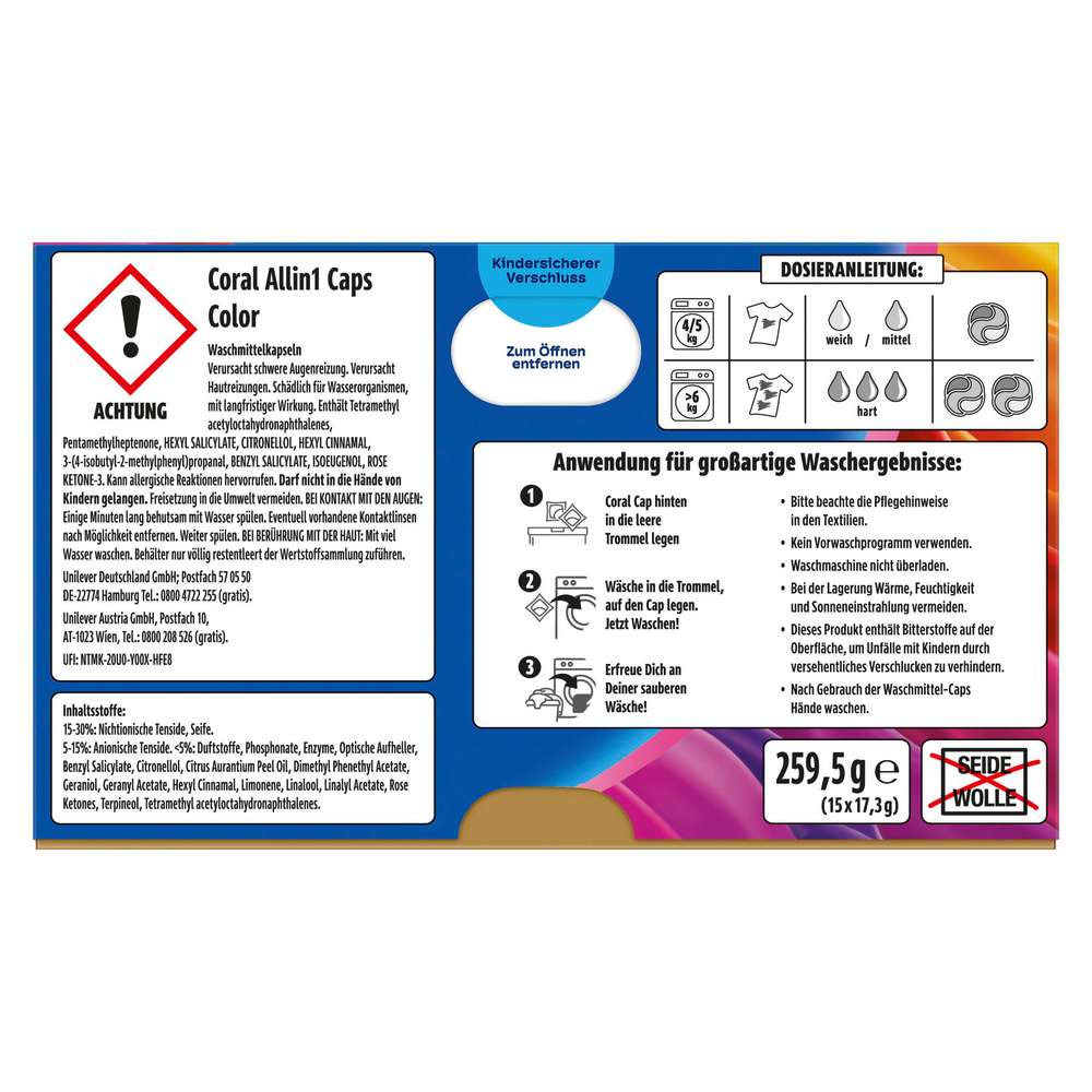 Produktabbildung Coral Color-Waschmittel All in 1 Caps