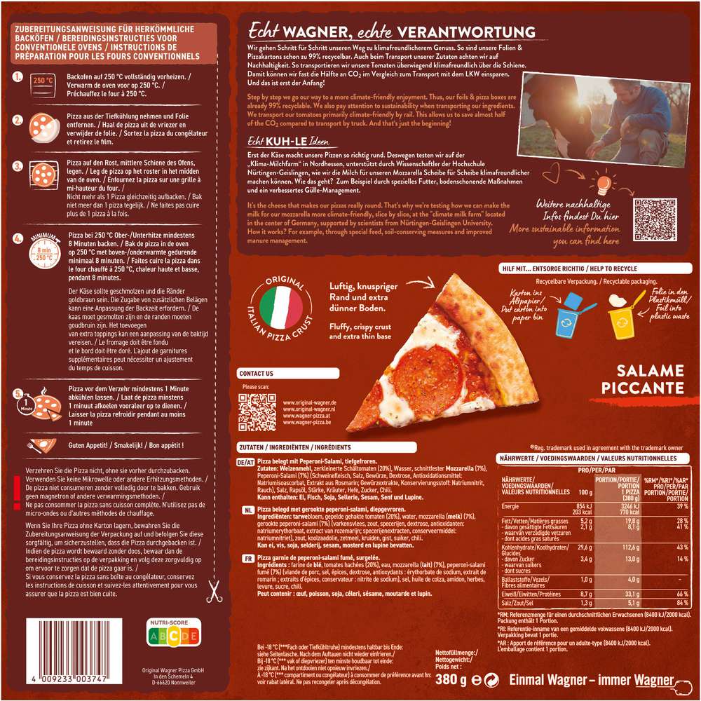 Produktabbildung Wagner Pizza Pizzeria Style, Salame Piccante 