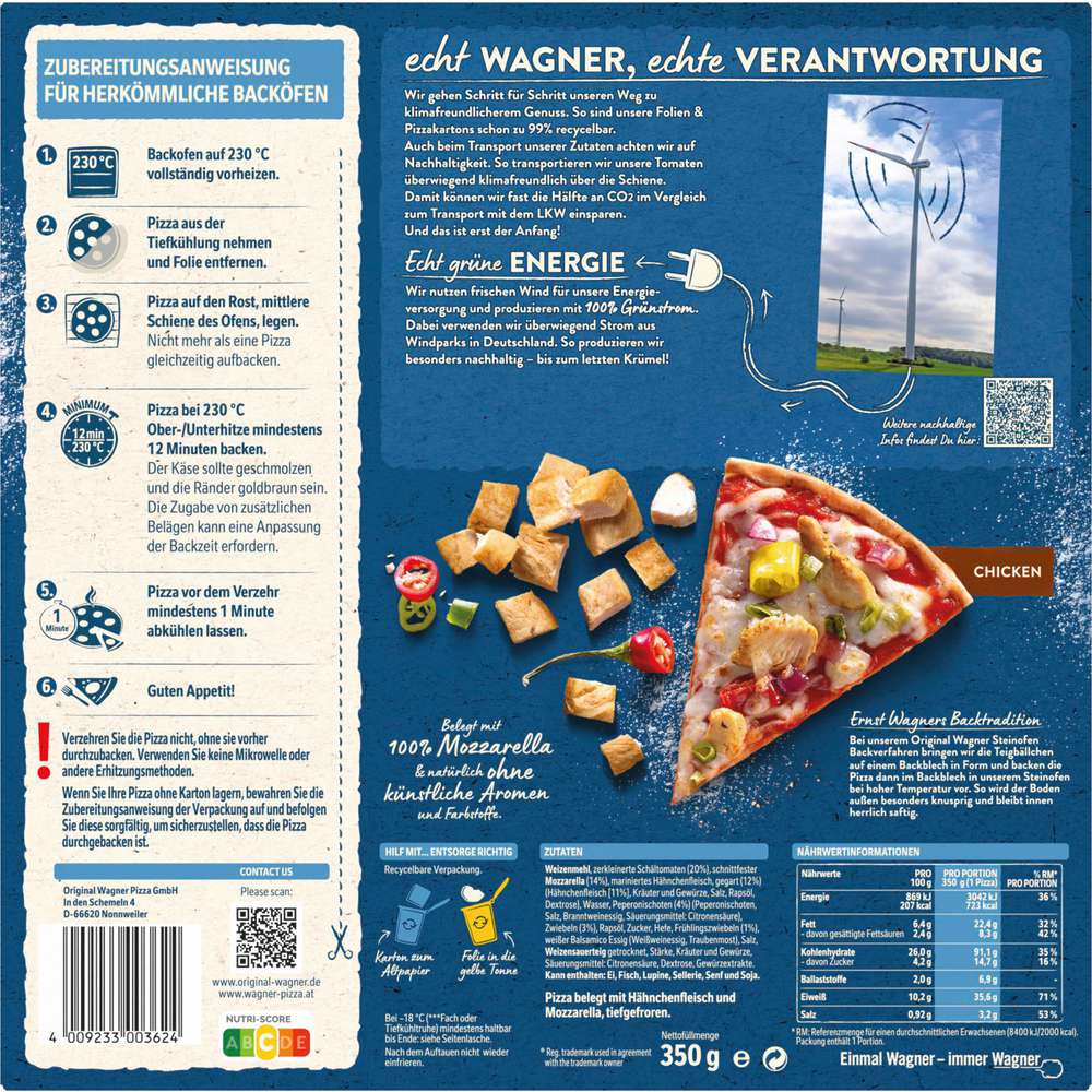 Produktabbildung Wagner Steinofen Pizza Chicken, tiefgekühlt