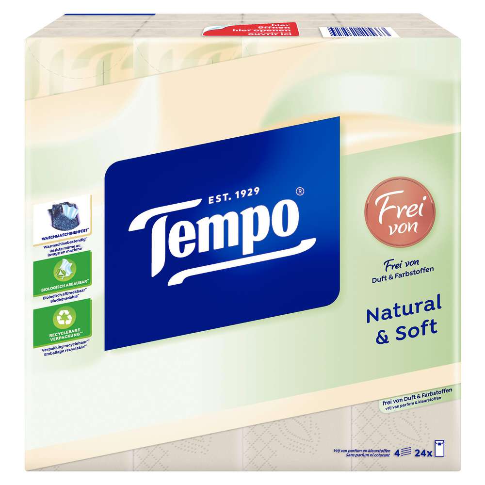 Produktabbildung Tempo Taschentücher natural & soft