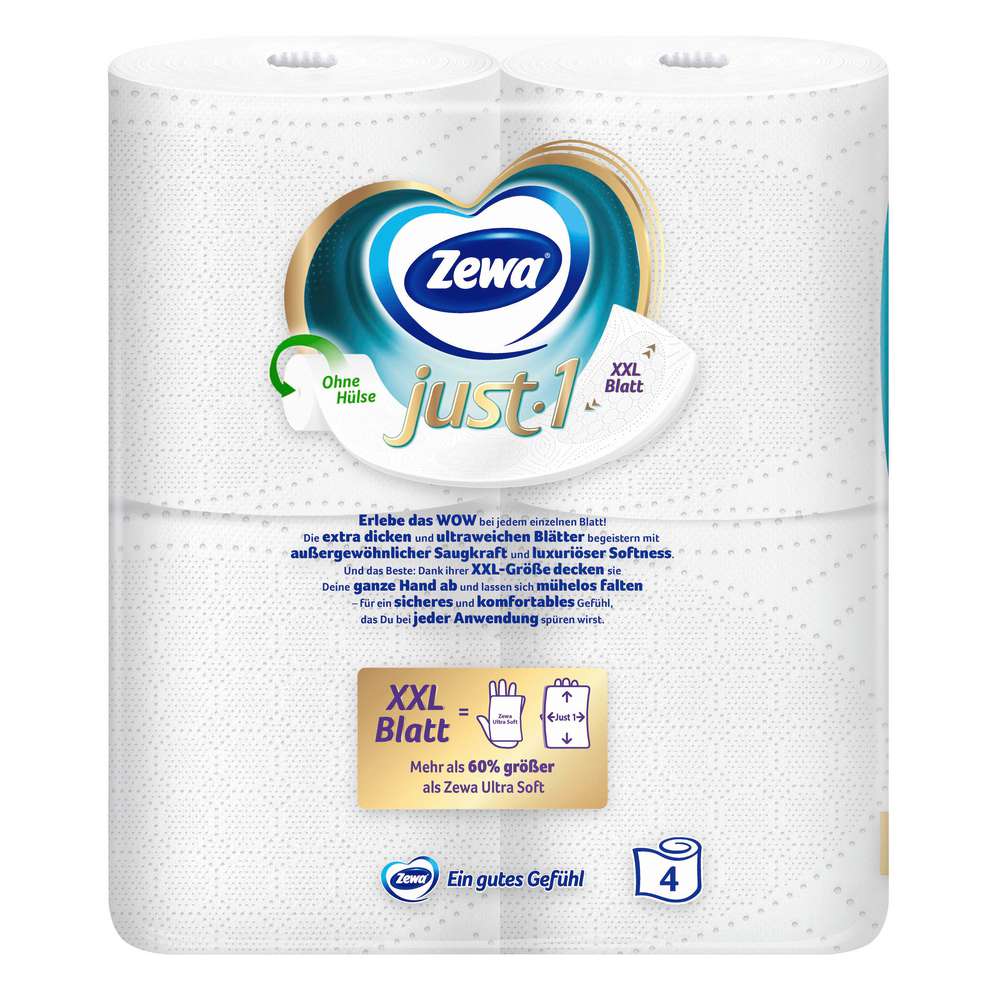 Produktabbildung Zewa Toilettenpapier 4-lagig,  just.1 XXL Blatt