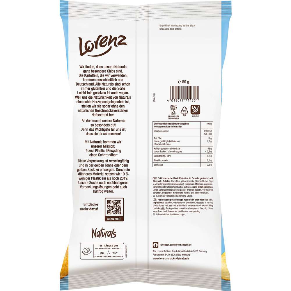 Produktabbildung Naturals Chips Naturals leicht, Salz