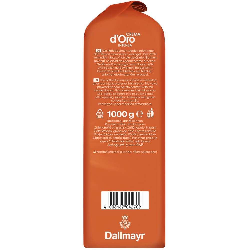 Produktabbildung Dallmayr Kaffee Crema d'Oro Intensiv, ganze Bohne