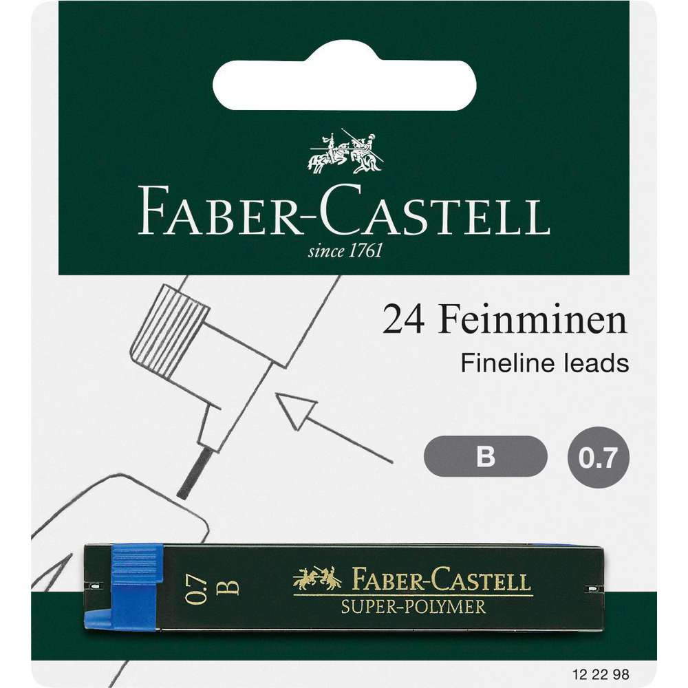 Produktabbildung Faber-Castell Bleistift Feinminen, B, 0,7 mm, 2x12 Stück