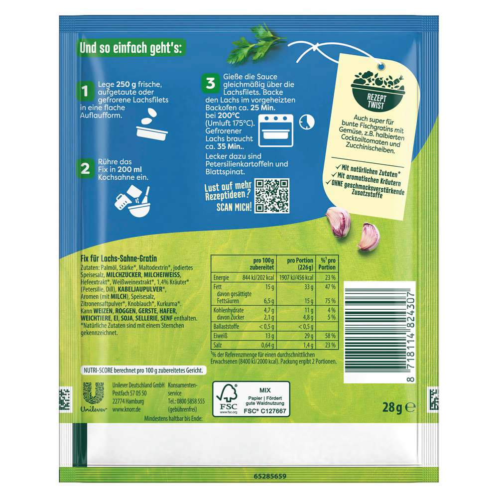 Produktabbildung Knorr Fix Würzmischung Lachs-Sahne Gratin