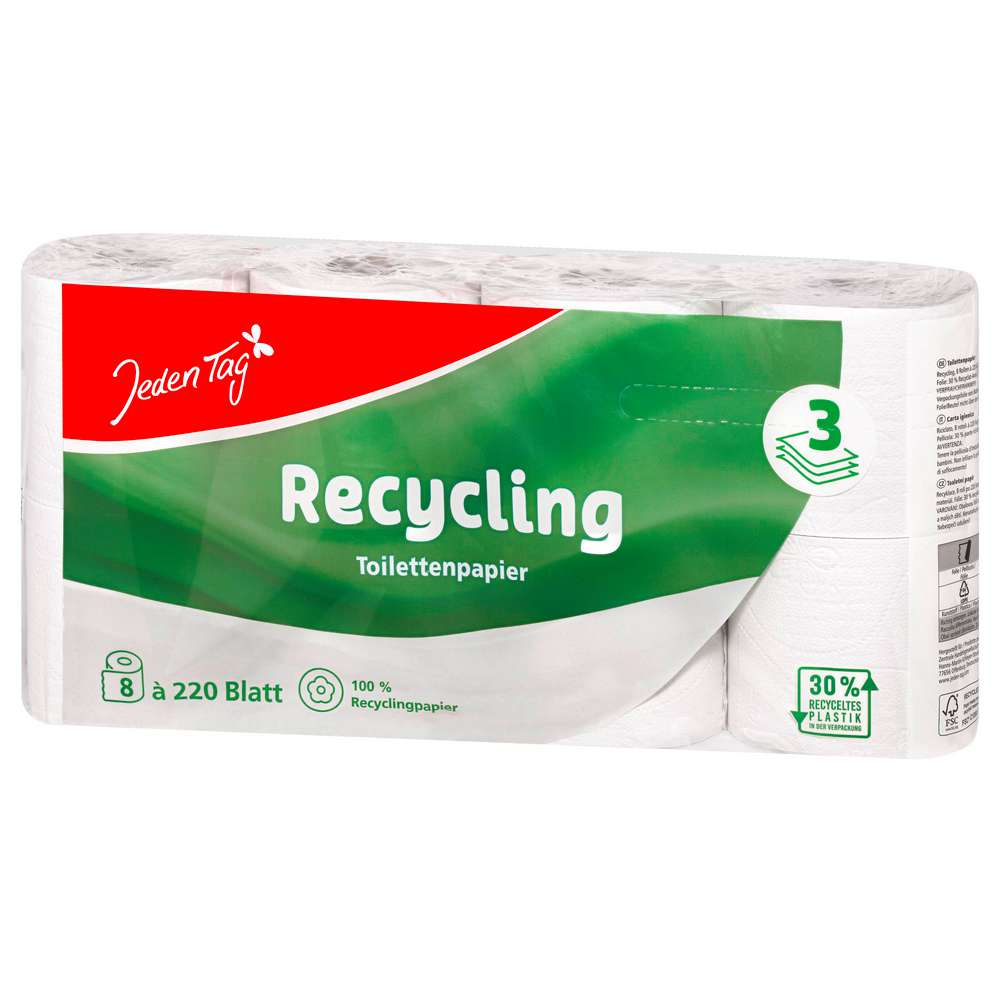 Produktabbildung Jeden Tag Toilettenpapier Recycling 3-lagig