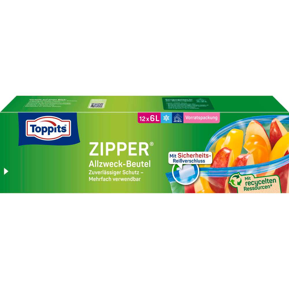 Produktabbildung Toppits Gefrierbeutel XL, 6L, wiederverschließbar