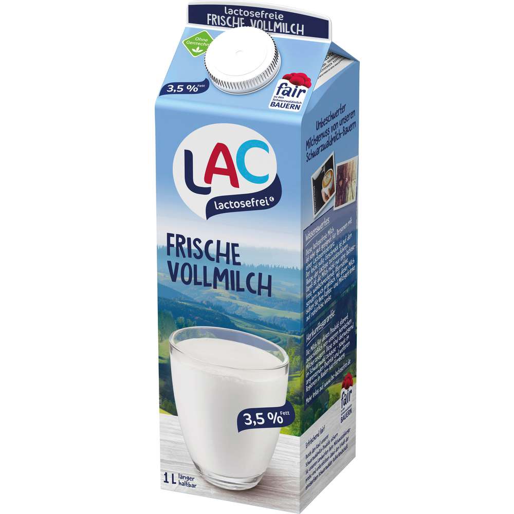 Produktabbildung LAC Frische Vollmilch, 3,5% Fett, laktosefrei