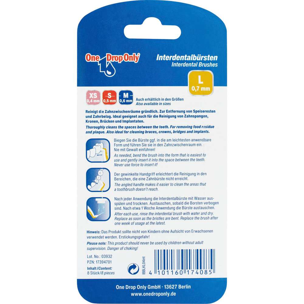 Produktabbildung One Drop Only Interdentalbürste, gelb, gr.L